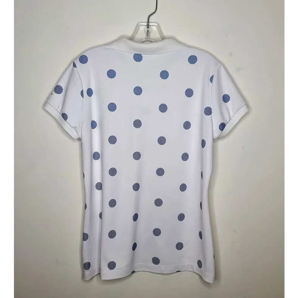 Nike Golf Tour Dri-Fit white blue polka dot short sleeve polo shirt - large